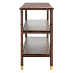 Dunkelbrauner / goldener Konsolentisch mit 2 Ablagen - 106,7B x 40,1T x 73,7H cm