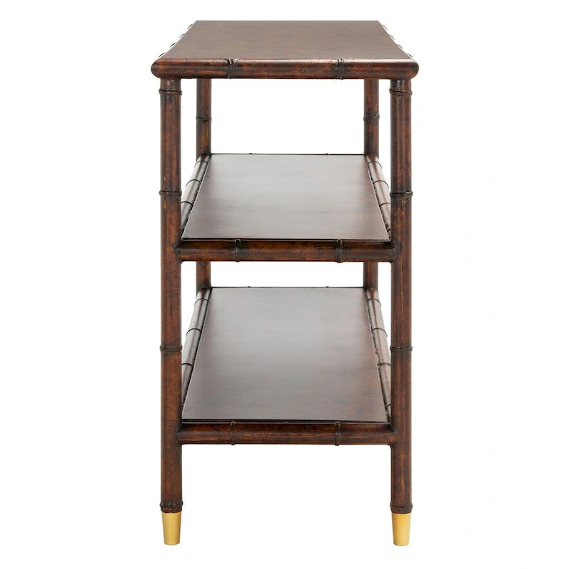 Dark Brown/ Gold 2-Shelf Console Table - 42 W x 15.8 L x 29 H - 42Wx16Dx29H