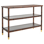 Dunkelbrauner / goldener Konsolentisch mit 2 Ablagen - 106,7B x 40,1T x 73,7H cm