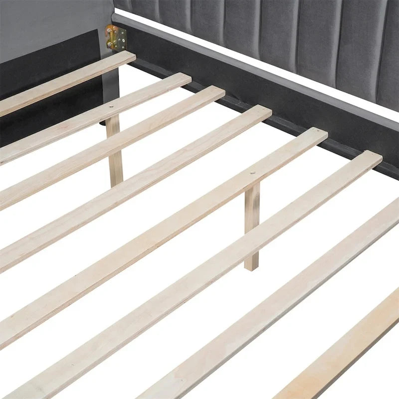Merax Upholstered daybed with Drawers/Trundle, Wood Slat Support