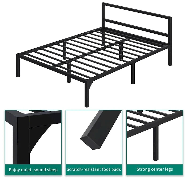 Metal Platform Bed Frame with Headboard