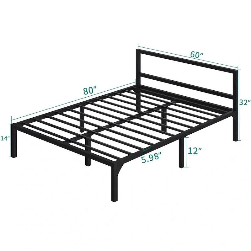 Metal Platform Bed Frame with Headboard