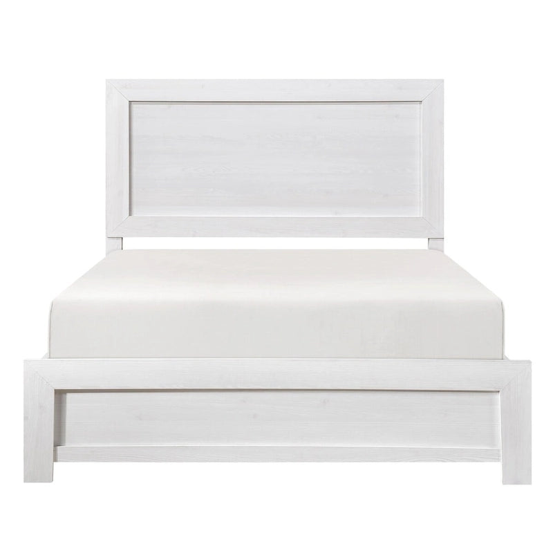 Twin Size Bed, Rustic Farmhouse Style, White Finish Wood Veneer