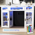 Schminktisch mit verstellbarer LED-Beleuchtung, dreifachem Spiegel und Schubladen