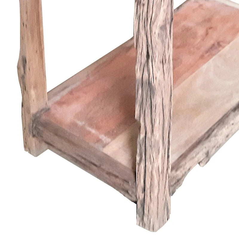 32 Inch Rustic Kitchen Island Table, 2 Drawers, Distressed White Wood