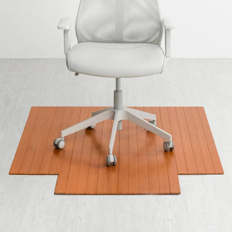 Eco Bamboo Roll-Up Rectangular Chair Mat with Lip - Protective and Eco-Friendly, Heavy Duty for Office and Home