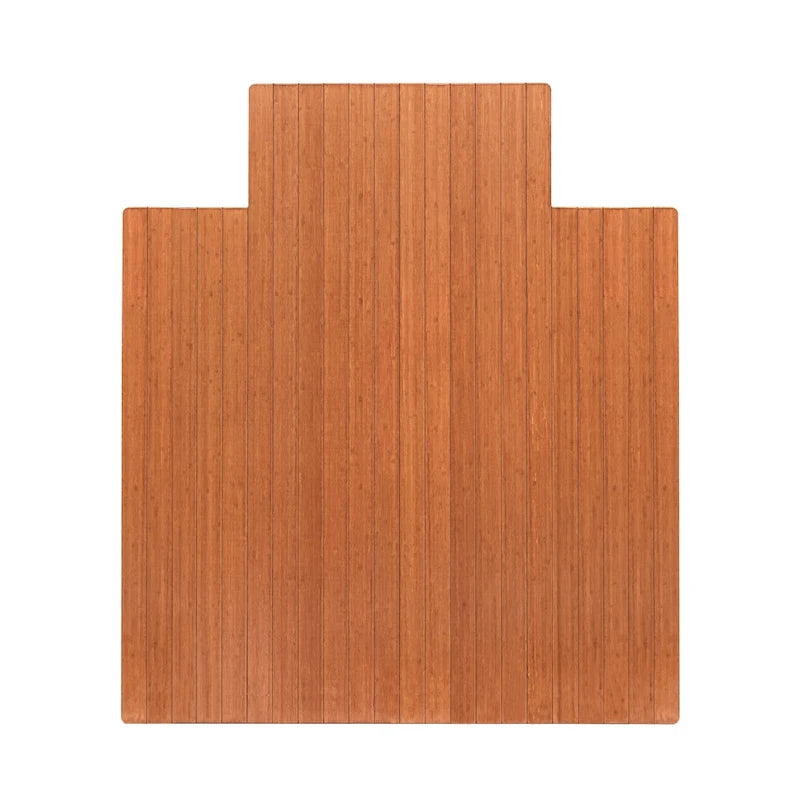 Eco Bamboo Roll-Up Rectangular Chair Mat with Lip - Protective and Eco-Friendly, Heavy Duty for Office and Home