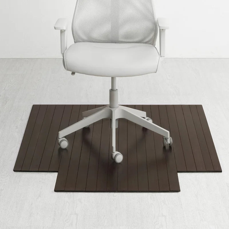 Eco Bamboo Roll-Up Rectangular Chair Mat with Lip - Protective and Eco-Friendly, Heavy Duty for Office and Home