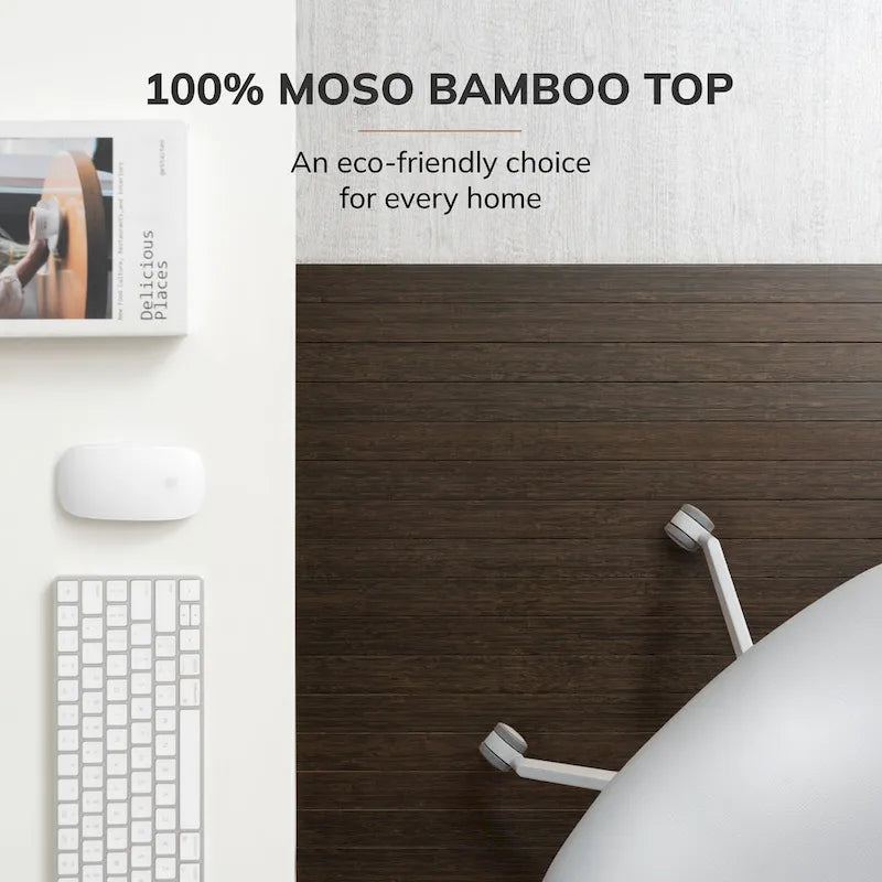 Eco Bamboo Roll-Up Rectangular Chair Mat with Lip - Protective and Eco-Friendly, Heavy Duty for Office and Home