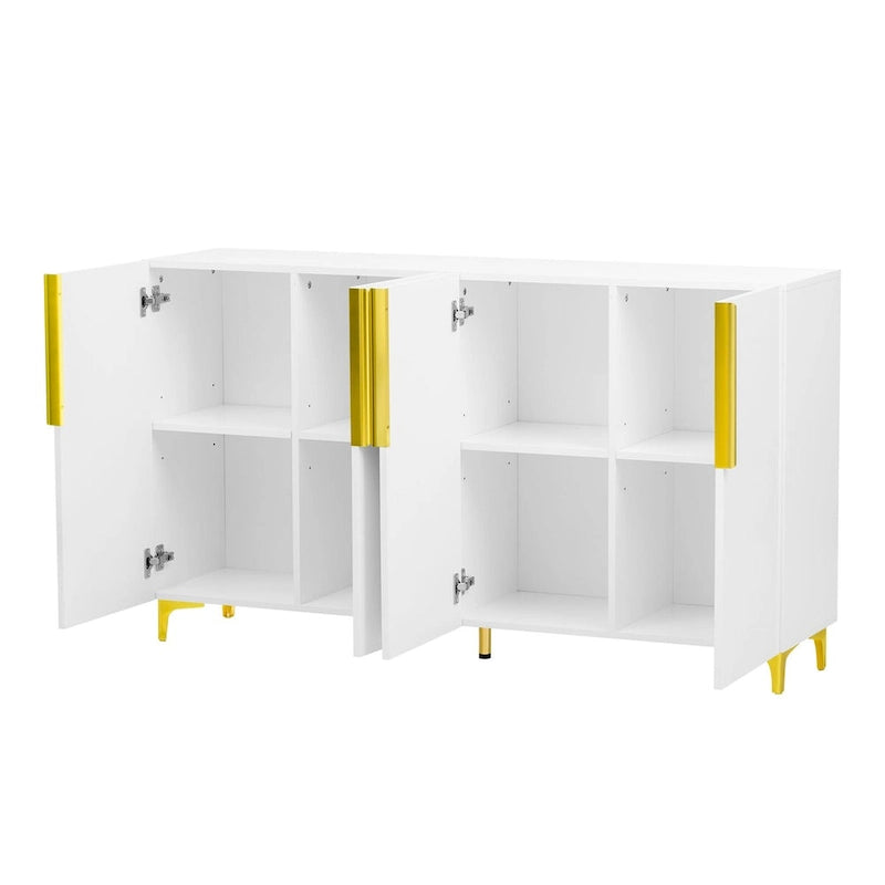 Modern Glossy Finish Light Luxury Storage Cabinet and Adjustable Shelves