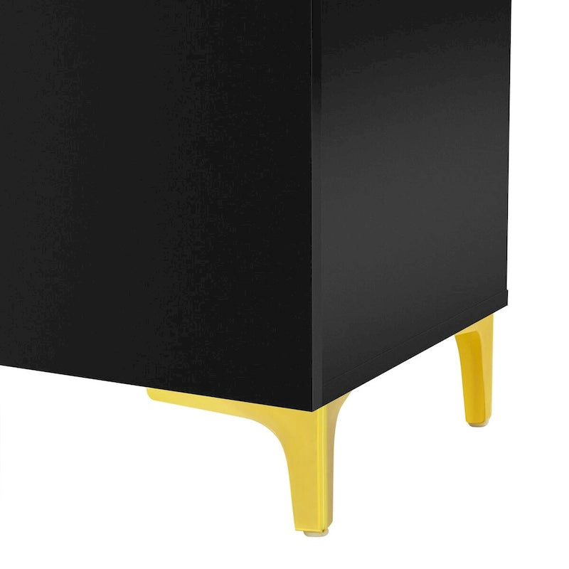 Modern Glossy Finish Light Luxury Storage Cabinet and Adjustable Shelves